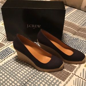 J. Crew NWOT Navy Espadrille Wedges!
